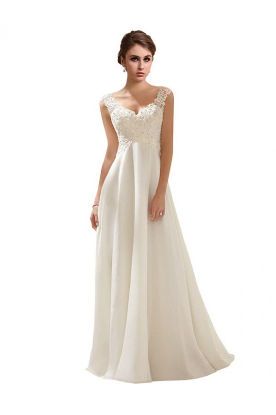 Outlet V-Neck Lace Wedding Dress On Chiffon UK