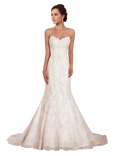 Outlet Sweetheart Neckline Sexy Mermaid Lace Wedding Dress UK