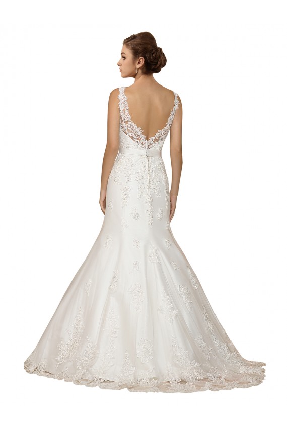 Outlet Sweethart V-Neckline Lace Wedding Dress with Shoulder Straps UK