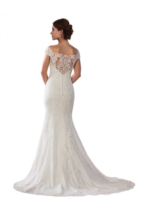 Outlet Modern Off the Shoulder Mermaid Lace Wedding Dress UK