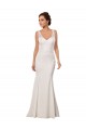 Outlet V-Neck Mermaid Crepe Wedding Dress with Lace Bodice UK