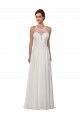 Outlet Illusion Neck A-Line Lace and Chiffon Beach Wedding Dress UK