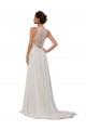 Outlet Illusion Neck A-Line Lace and Chiffon Beach Wedding Dress UK
