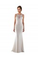 Outlet Modern High Neck Sheath Wedding Dress with Lace Bodice UK