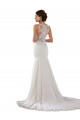 Outlet Modern High Neck Sheath Wedding Dress with Lace Bodice UK