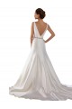 Outlet Modern Boat Neck Mermaid Satin Wedding Dress with Deep V-Back UK