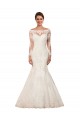 Outlet Long Sleeves Mermaid Lace Wedding Dress with Illusion Back UK