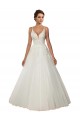 Outlet Modern Spaghetti Straps Ball Gown Tulle Wedding Dress with Lace Bodice UK
