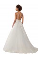 Outlet Modern Spaghetti Straps Ball Gown Tulle Wedding Dress with Lace Bodice UK