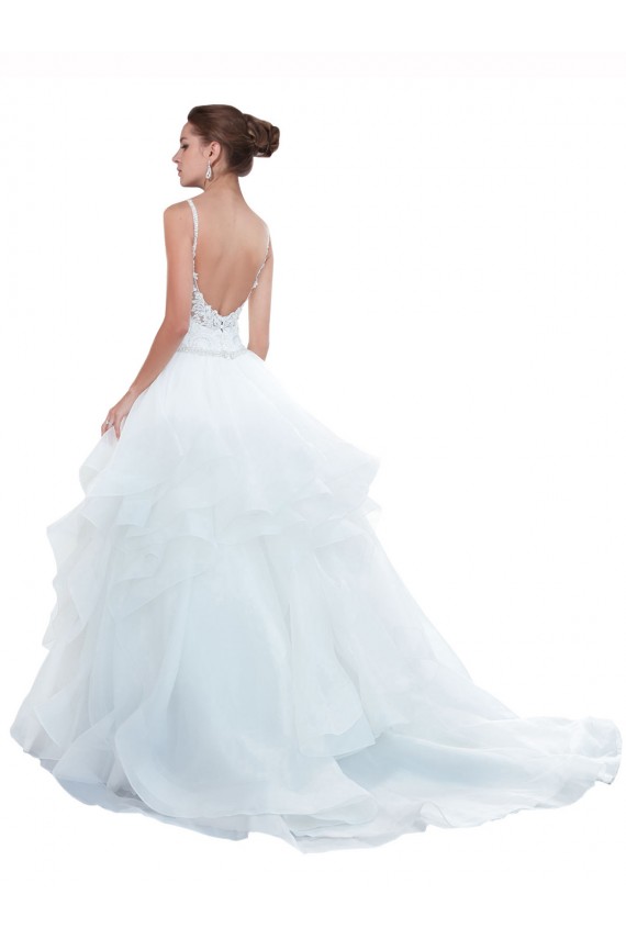 Outlet Spaghetti Straps Ball Gown Beach Wedding Dress with Lace Bodice UK