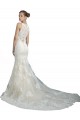 Outlet Deep Illusion Neck Mermaid Tulle Beach Wedding Dress with All Over Lace UK