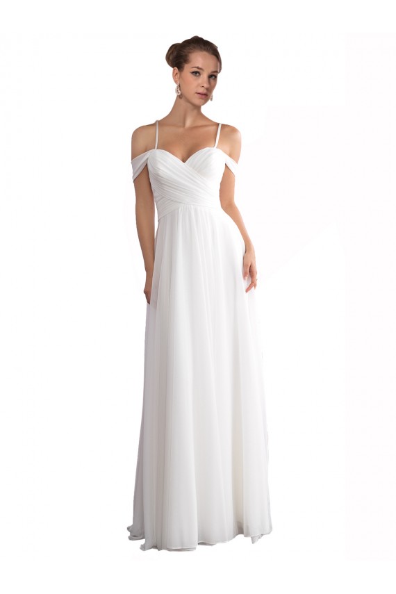 Outlet Off the Shoulder A-Line Ruched Chiffon Beach Wedding Dress UK