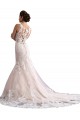 Outlet Illusion Neck Fit and Flare Tulle Wedding Dress with All Over Lace UK