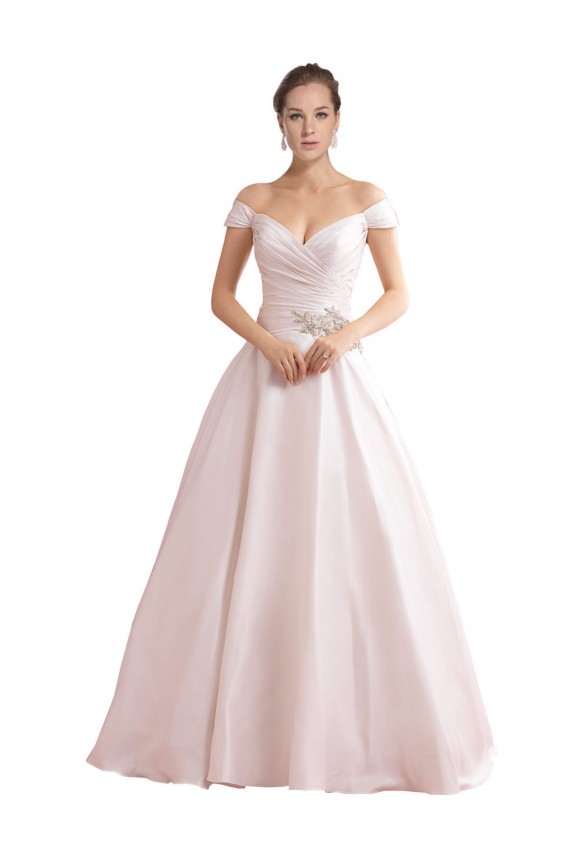 Outlet Off the Shoulder Sweetheart Ball Gown Satin Wedding Dress UK