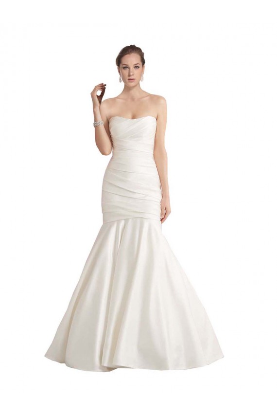 Outlet Strapless Mermaid Ruched Satin Beach Wedding Dress with Low Back UK