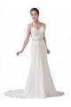 Outlet Sweetheart Sheath Chiffon Beach Wedding Dress with Beaded Belts UK