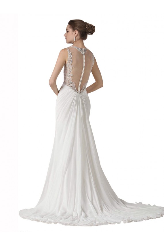 Outlet Sweetheart Sheath Chiffon Beach Wedding Dress with Beaded Belts UK