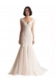 Outlet V-Neck Mermaid Tulle Wedding Dress UK