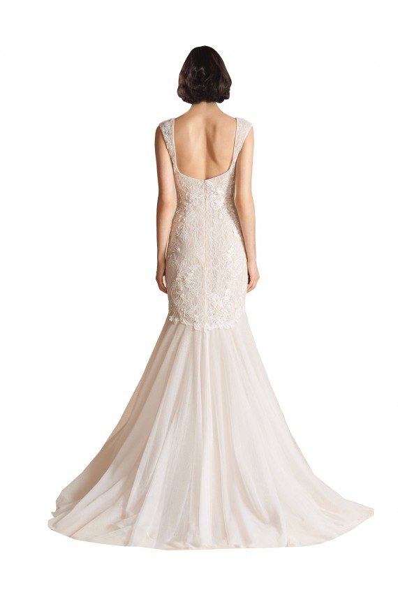 Outlet V-Neck Mermaid Tulle Wedding Dress UK