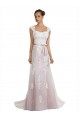 Outlet Strapless Mermaid Tulle Lace Beach Wedding Dress with Belt UK