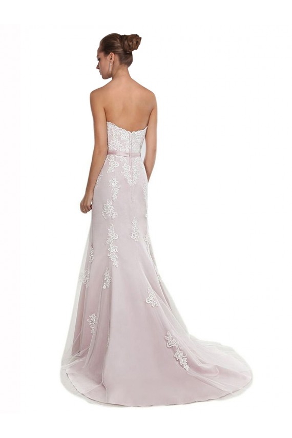 Outlet Strapless Mermaid Tulle Lace Beach Wedding Dress with Belt UK