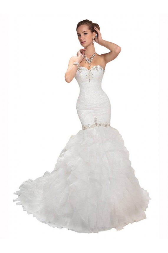 Outlet Sweetheart Mermaid Cascading Organza Wedding Dress UK