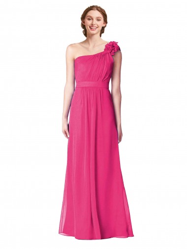 Outlet Full Length One Shoulder Chiffon Bridesmaid Dress UK