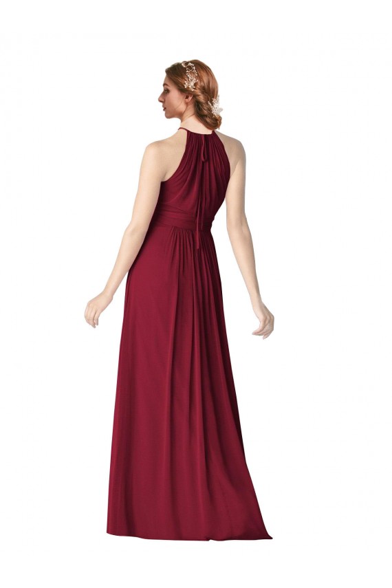 Outlet Halter Neck Chiffon Bridesmaid Dress with Shirred Bodice UK