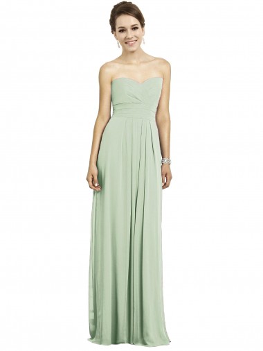 Outlet Full Length Strapless Chiffon Bridesmaid Dress with Sweetheart Neckline UK
