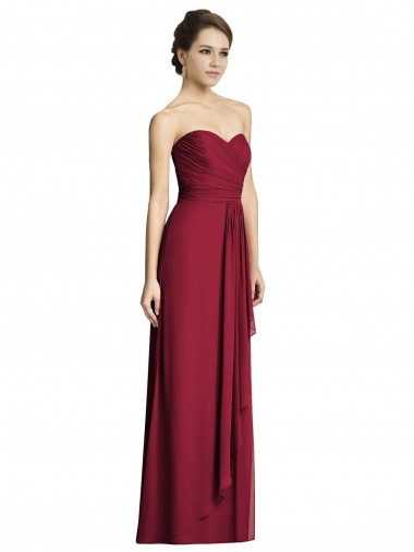 Outlet Long Strapless Chiffon Bridesmaid Dress with Side Slit UK