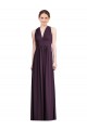 Outlet Long Chiffon V-Neck Bridesmaid Dress with Shirred Bodice UK