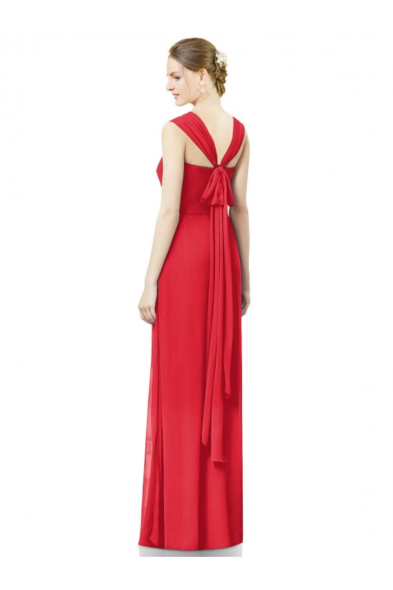 Outlet Long Chiffon Bridesmaid Gown with Neckline Straps UK