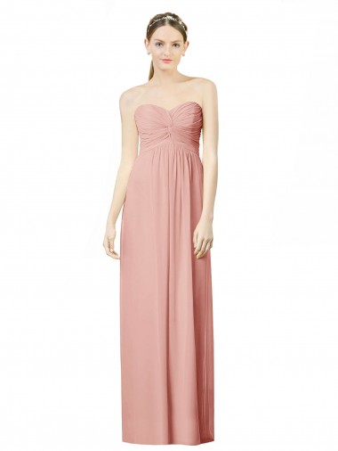 Outlet Long Chiffon Sweetheart Bridesmaid Dress with Twist Bodice UK