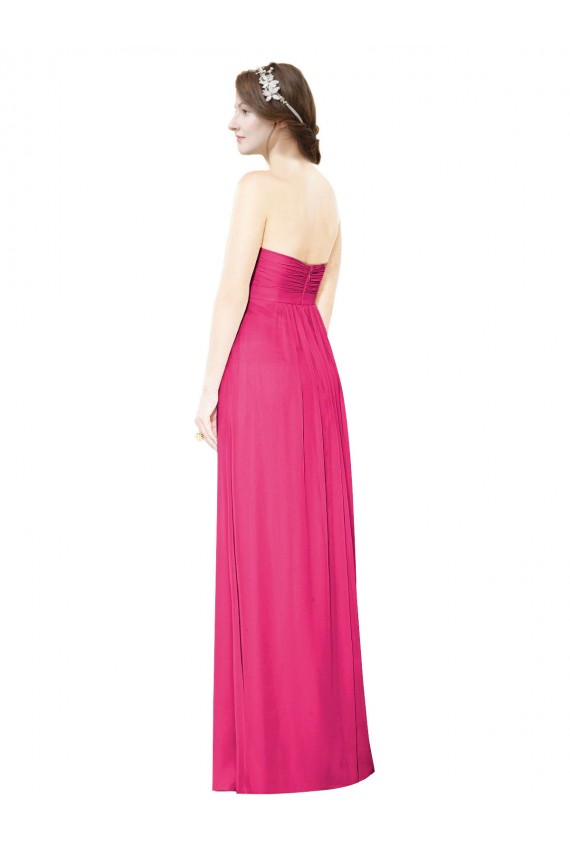 Outlet Full Length Strapless Long Chiffon Dress with Waistband UK