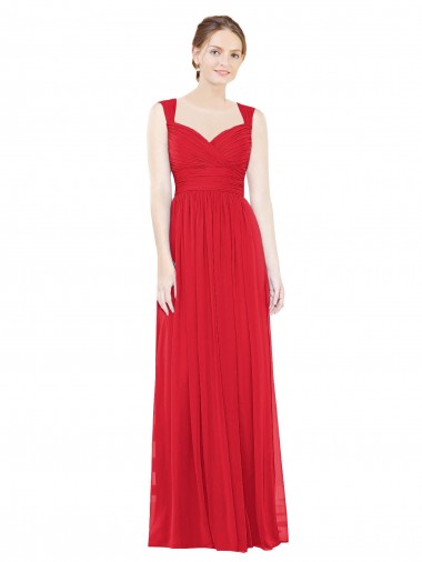 Outlet Full-Length Long Chiffon Bridesmaid Dress with Side Front Slit UK