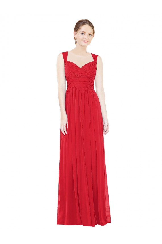 Outlet Full-Length Long Chiffon Bridesmaid Dress with Side Front Slit UK