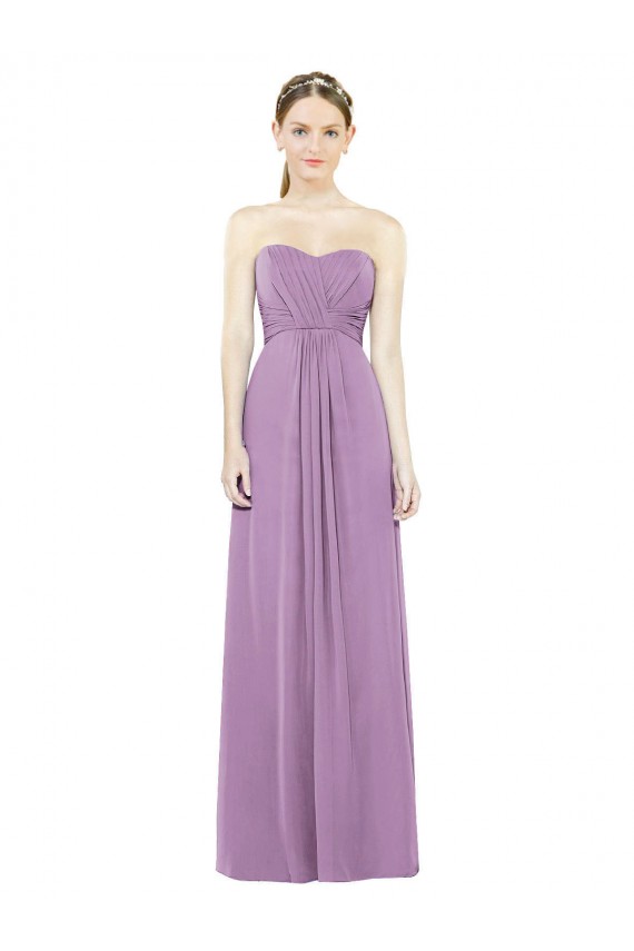 Outlet Sweetheart Neckline Strapless Chiffon Bridesmaid Dress with Wrap Pleat UK