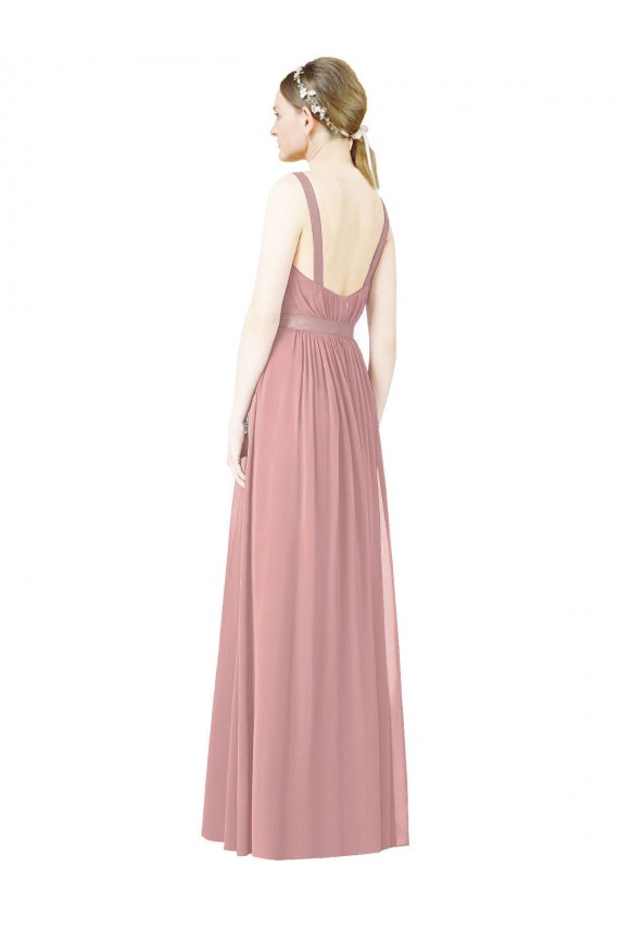 Outlet High Neck Chiffon Bridesmaid Dress with Low Back UK