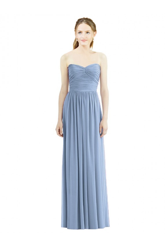Outlet Strapless Long Chiffon Dress with Sweetheart Neckline And Draped Bodice UK