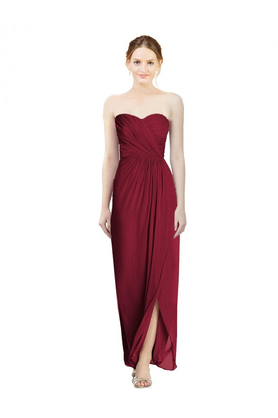 Outlet Strapless Sweetheart Long Chiffon Bridesmaid Dress UK