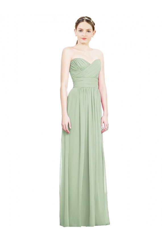 Outlet Crisscross Draped Full Length Strapless Chiffon Bridesmaid Dress UK