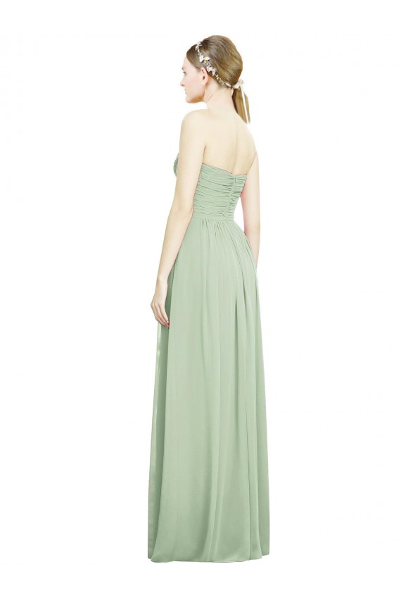 Outlet Crisscross Draped Full Length Strapless Chiffon Bridesmaid Dress UK
