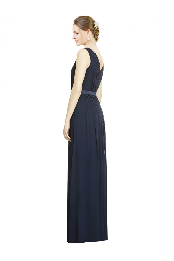 Outlet Full-Length V-Neck Lux Chiffon Bridesmaid Dress with V-Back UK