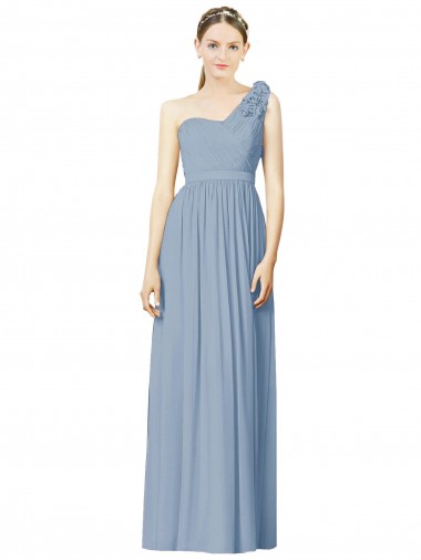 Outlet Flower Shoulder Draped One Shoulder Chiffon Bridesmaid Dress UK
