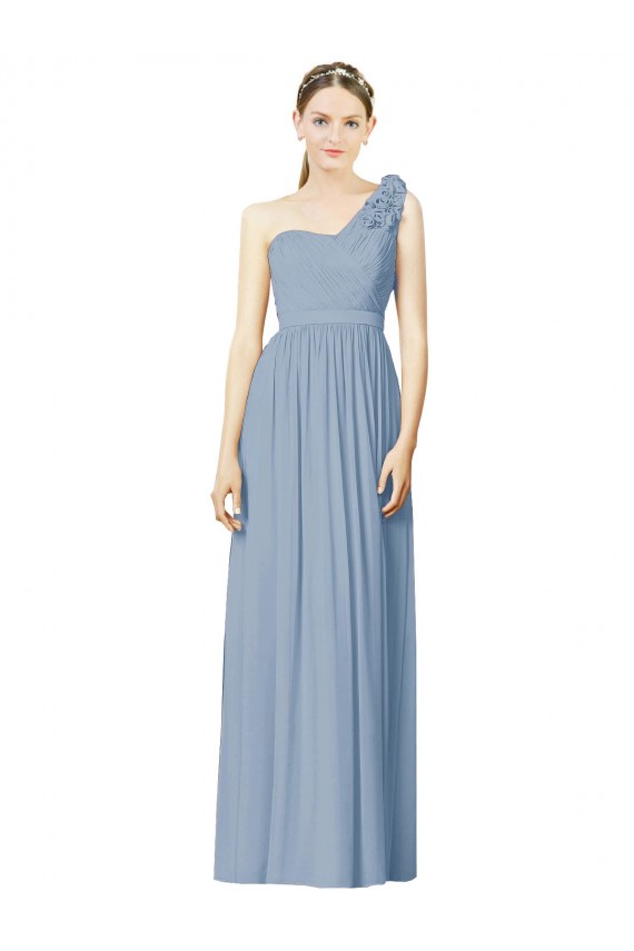 Outlet Flower Shoulder Draped One Shoulder Chiffon Bridesmaid Dress UK