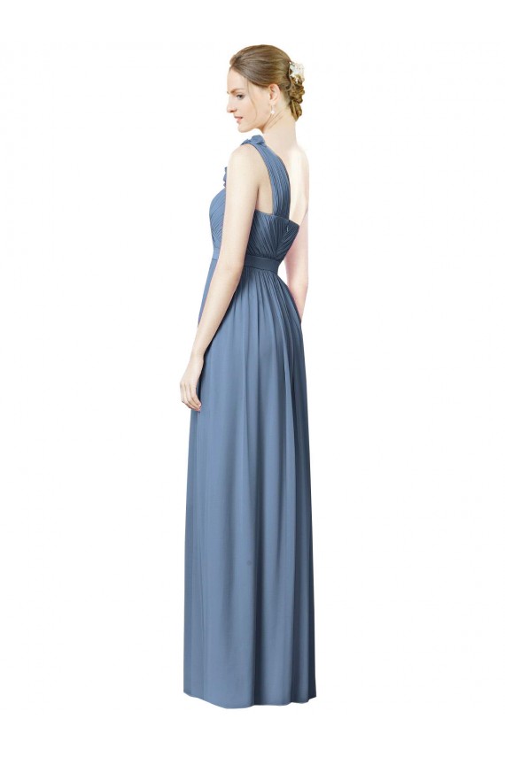 Outlet Flower Shoulder Draped One Shoulder Chiffon Bridesmaid Dress UK