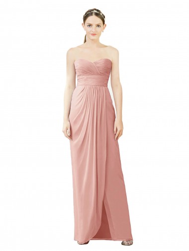 Outlet Strapless Sweetheart Long Chiffon Wrap Bridesmaid Dress UK