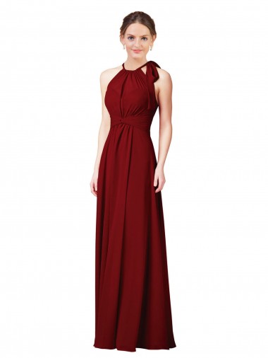 Outlet Luxe Chiffon Bridesmaid Dress with Open Slit In the Back UK
