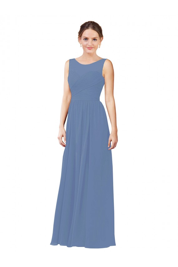 Outlet Luxe Chiffon Bridesmaid Dress with Illusion and Sweetheart Neckline UK