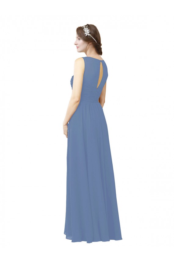 Outlet Luxe Chiffon Bridesmaid Dress with Illusion and Sweetheart Neckline UK